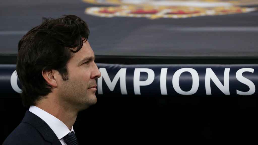 Santiago Solari, en el banquillo del Real Madrid