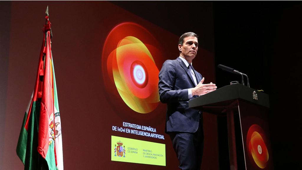 El presidente del Gobierno, Pedro Sánchez, durante la presentación de Estrategia para la IA en I+D+i.