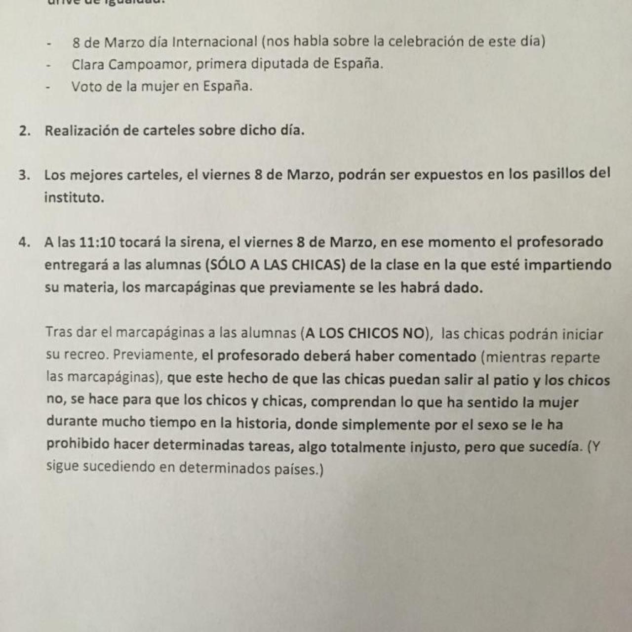 Comunicado del IES del Adévalo sobre las actividades que desarollará el 8-M