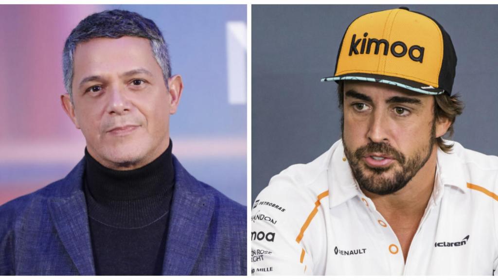 Fernando Alonso y Alejandro Sanz en montaje JALEOS.