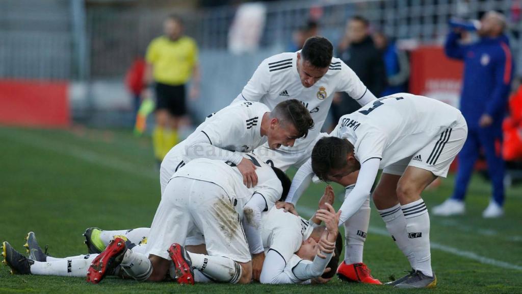 Los jugadores del Real Madrid Juvenil A, en la UEFA Youth League