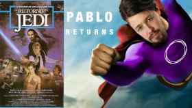Pablo Iglesias, protagonista de 'El retorno del Jedi' o Supermán, en la campaña de Guerrilla coordinada con la del vuELve oficial de Podemos.