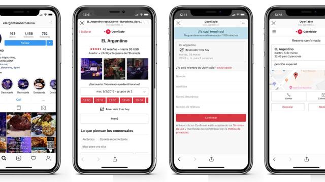 Reservar mesa en un restaurante desde Instagram ya es posible