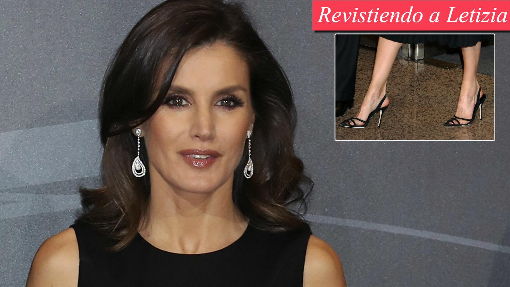 La reina Letizia luciendo zapatos de Manolo Blahnik en su último acto público en Madrid.