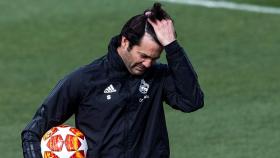 Solari, durante un entrenamiento del Real Madrid