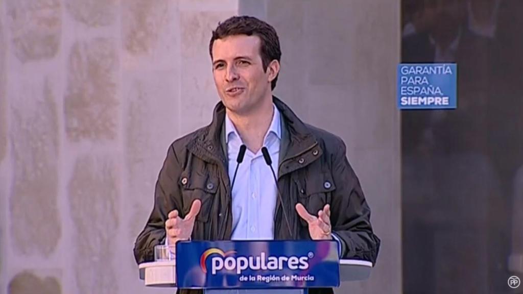 Pablo Casado, presidente del PP, de mitin en Cartagena.