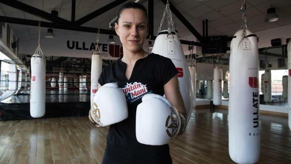 Joana Pastarna, en el gimnasio donde entrena en Alcobendas.