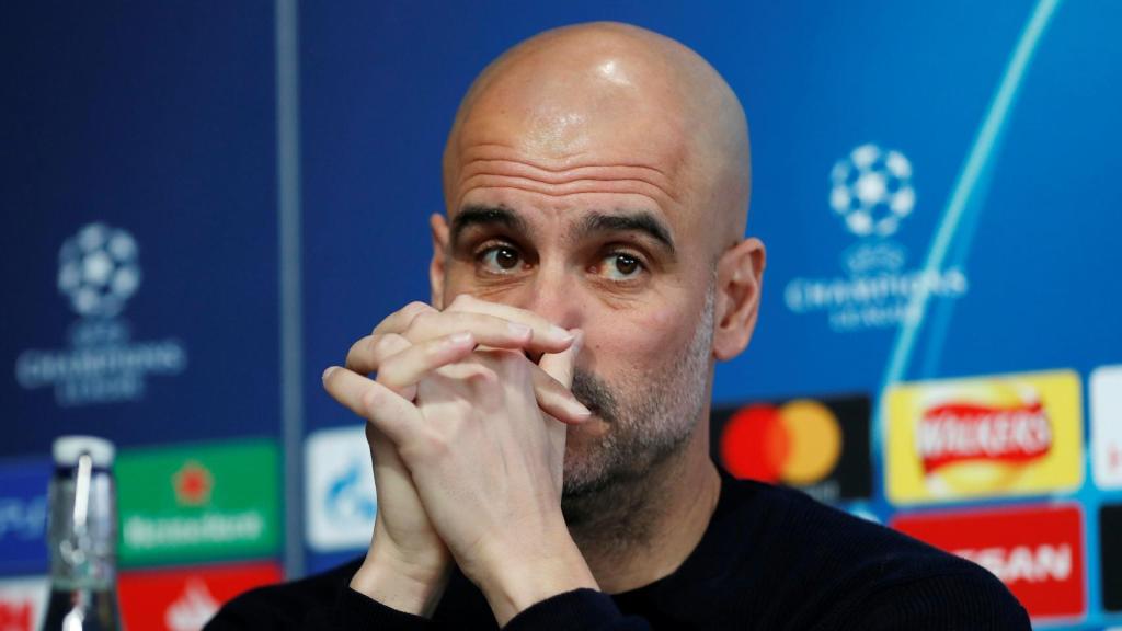 Pep Guardiola, en rueda de prensa de la Champions League con el Manchester City