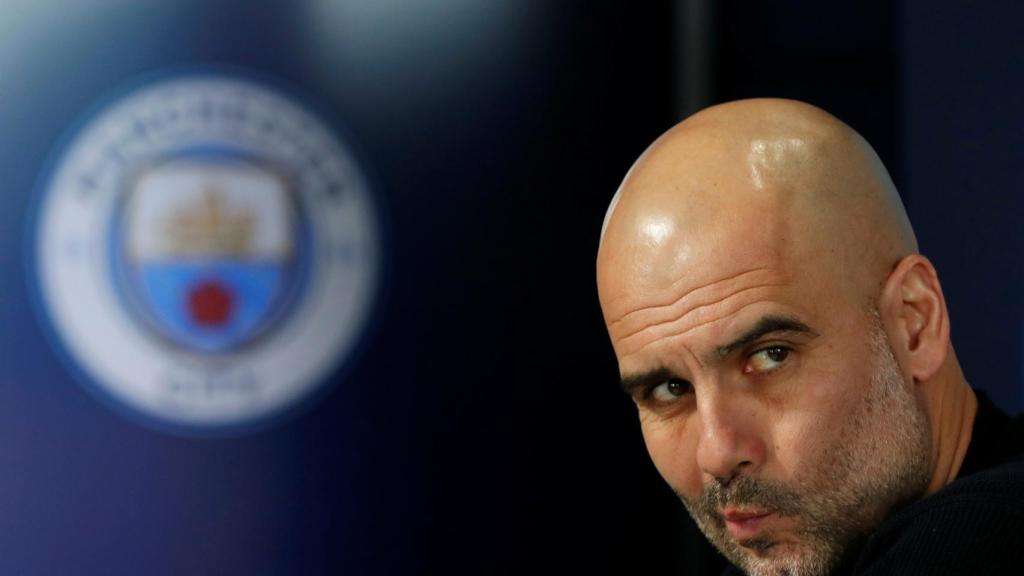 Pep Guardiola, en rueda de prensa del Manchester City para la Champions League