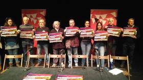 Representantes de asociaciones madrileñas convocantes de la manifestación separatista del 16-M, en el Teatro del Barrio de Madrid.