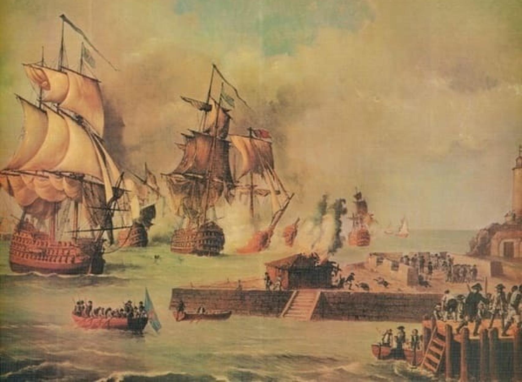 Pintura de Luis Fernández Gordillo sobre la Batalla de Cartagena de Indias