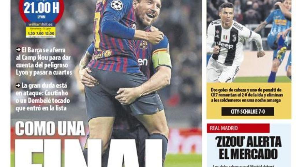 La portada del diario Mundo Deportivo (13/03/2019)