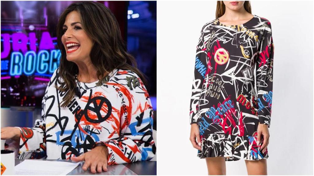 Nuria Roca con vestido de Love Moschino en su última sección en 'El Hormiguero'.