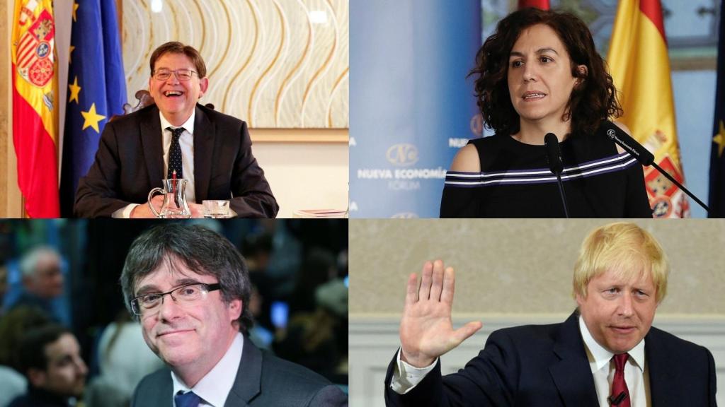 Ximo Puig, Irene Lozano, Carles Puigdemont y Boris Johnson.