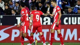 Los jugadores del Girona celebran un gol ante el Leganés