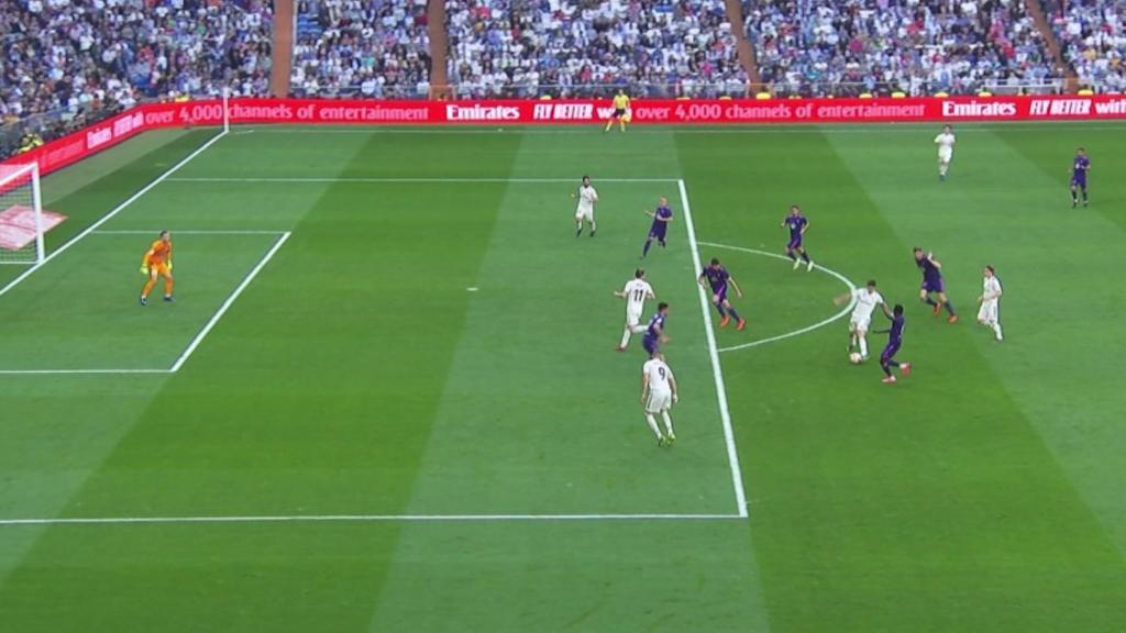 Posición legal de Benzema en el gol de Isco