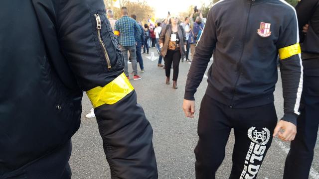 Los equipos de seguridad de la indepes en Madrid.