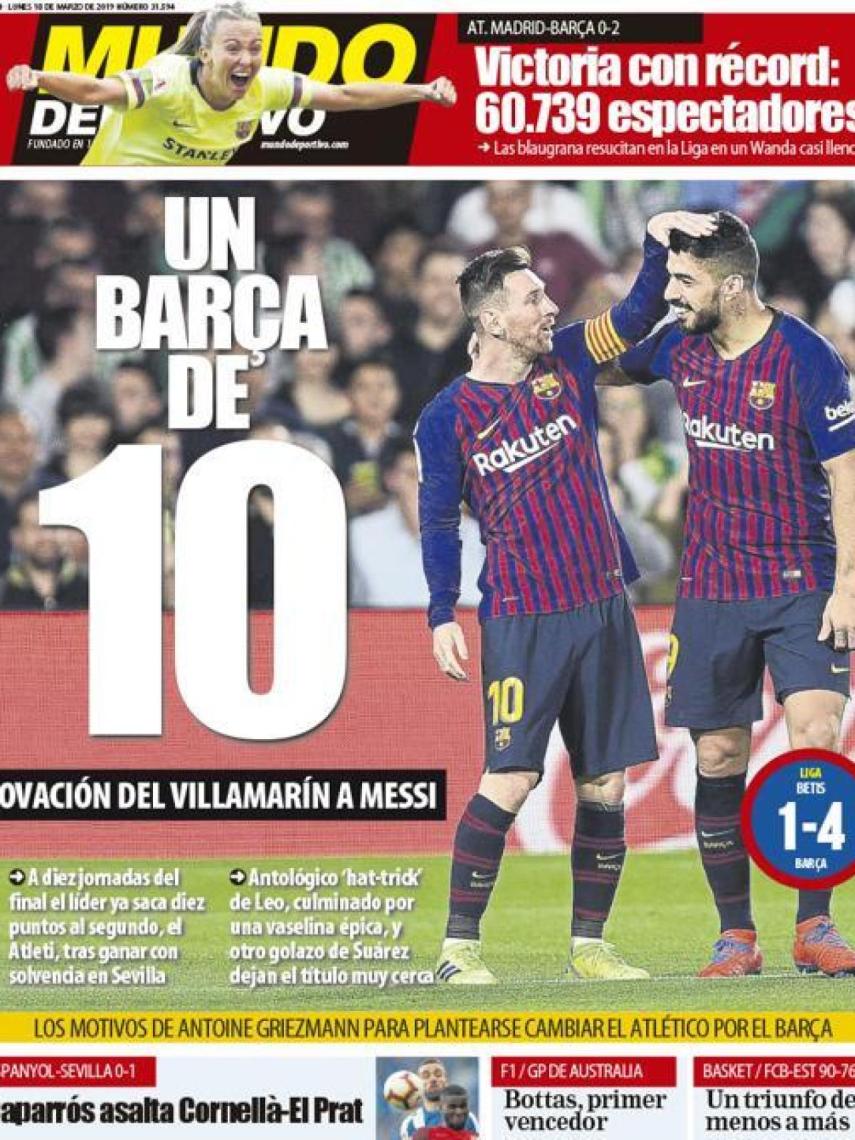 La portada del diario Mundo Deportivo (18/03/2019)