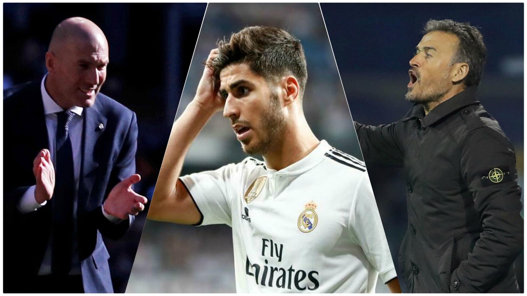 Zinedine Zidane, Marco Asensio y Luis Enrique