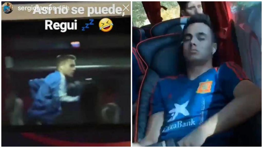 Reguilón lo hace de nuevo: se duerme en el bus de la Selección y Mayoral le caza