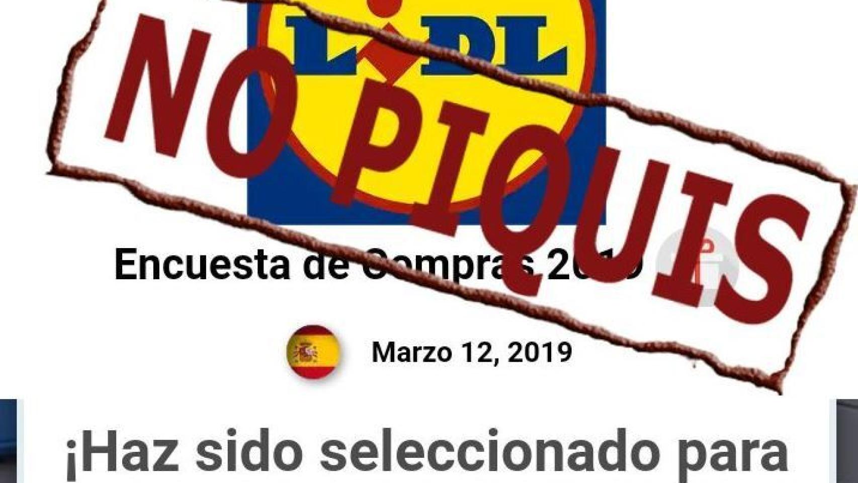 Imagen del mensaje de la estafa de Lidl. Foto: Mossos d'Esquadra