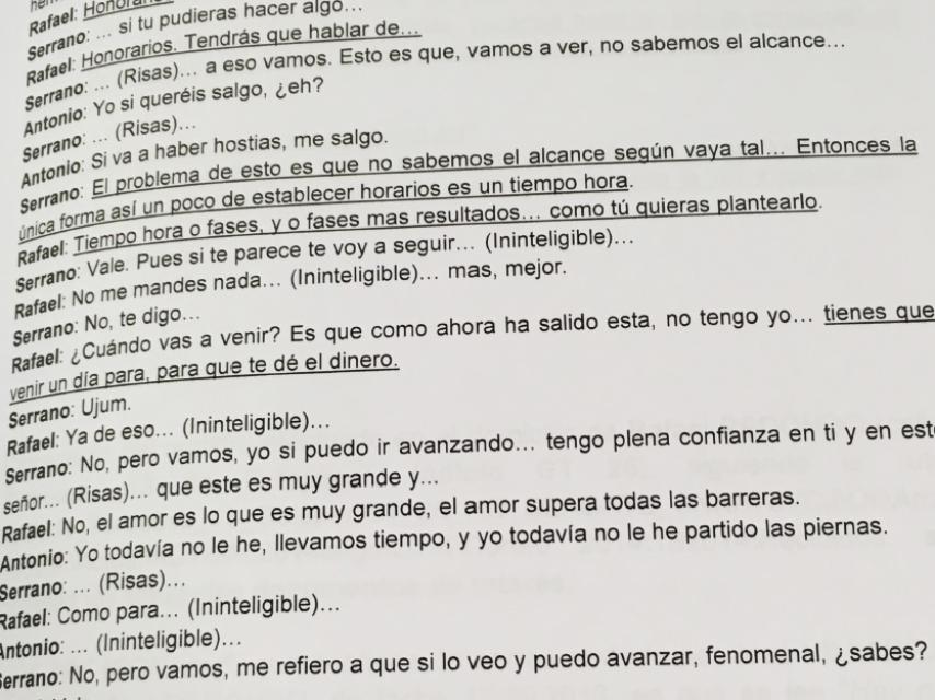 Extracto de la conversación entre Rafael Redondo, Antonio Bonilla y Antonio Serrano.