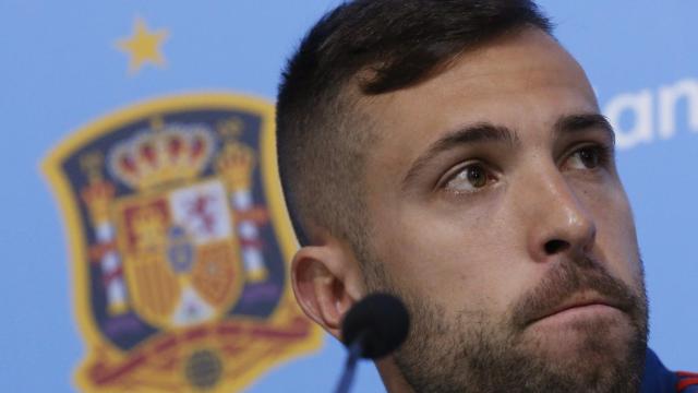 Jordi Alba, durante un acto con la selección española