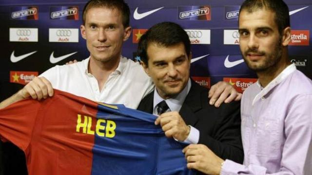 Presentación de Hleb en el Barcelona