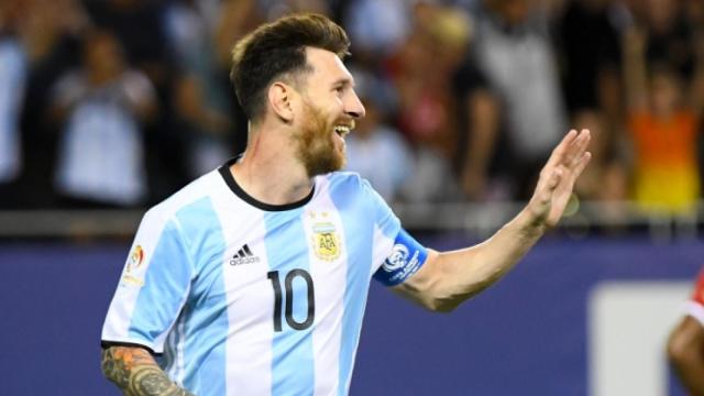 Messi, durante un partido con Argentina