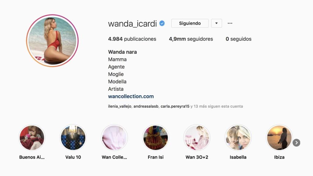 Wanda Nara en Instagram