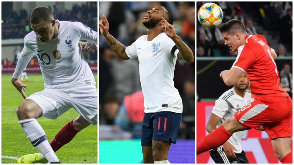 Mbappé, Sterling y Jovic con sus respectivas selecciones