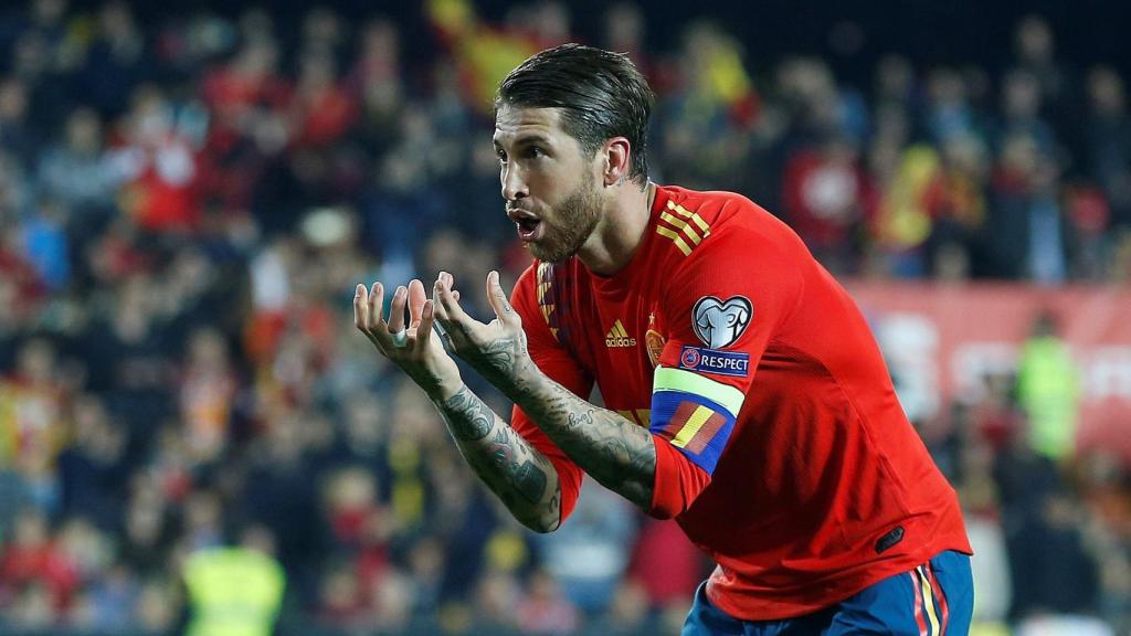 Sergio Ramos, tras anotar el segundo gol de España