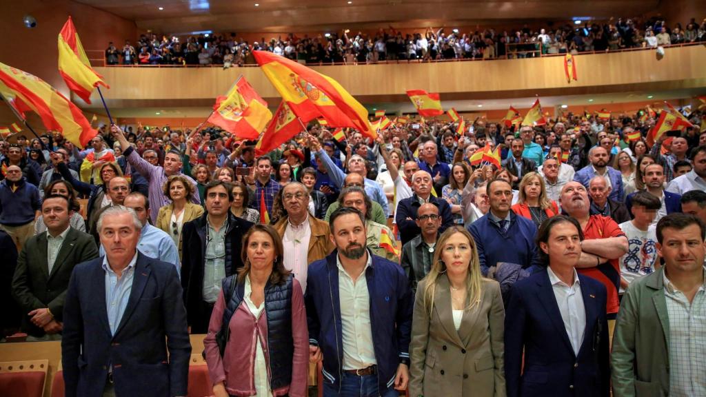 El líder de Vox, Santiago Abascal, al término del acto en Ciudad Real.