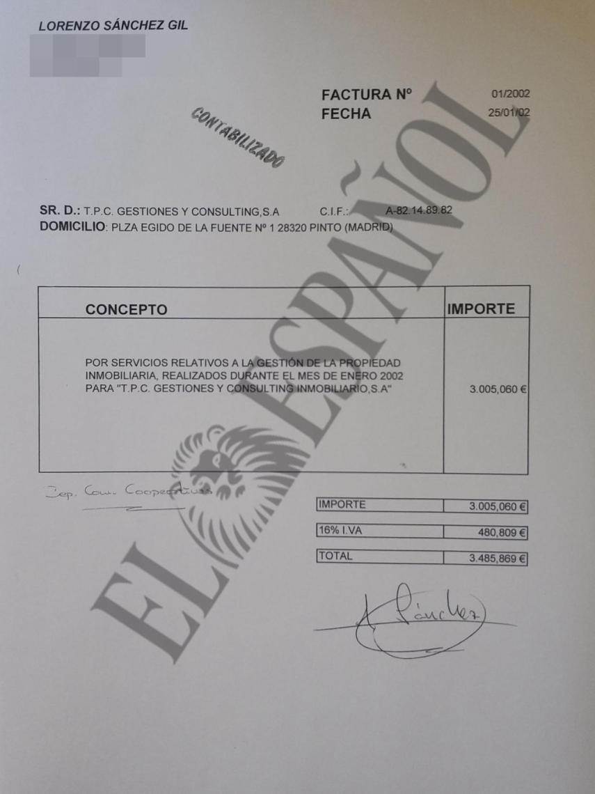 Una de las nueve facturas giradas entre diciembre de 2001 y agosto de 2002.