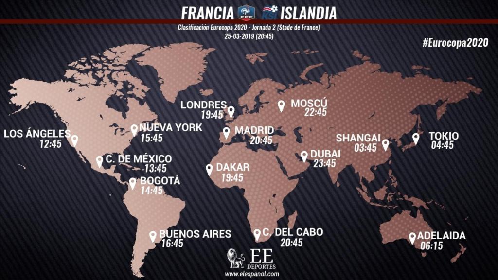 Horario Francia - Islandia