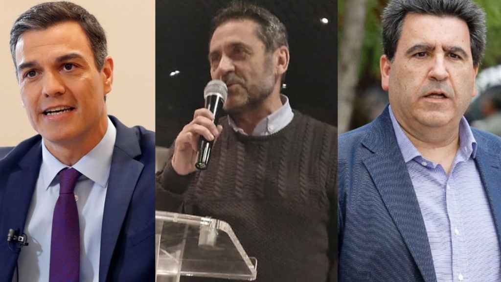 De izquierda a derecha, Pedro Sánchez, Lorenzo Sánchez Gil y el empresario David Marjaliza.