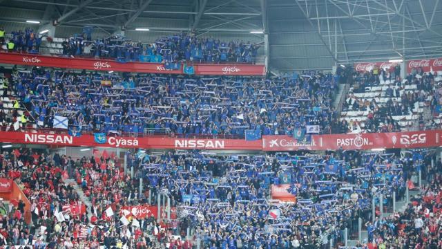 Aficiones del Sporting y del Oviedo. Foto: Twitter (@RealOviedo)