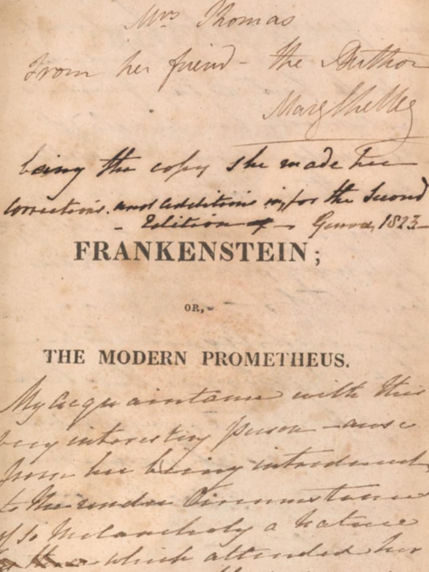 Primera edición de Frankenstein.