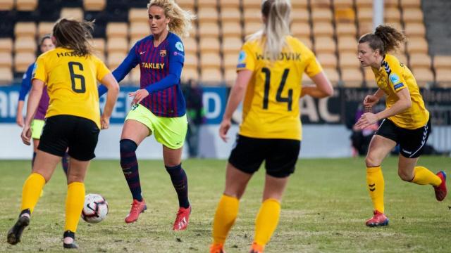 Kheira Hamraoui, en el LSK Kvinner - Barcelona de la Women's Champions League. Foto: Twitter (@FCBfemeni)