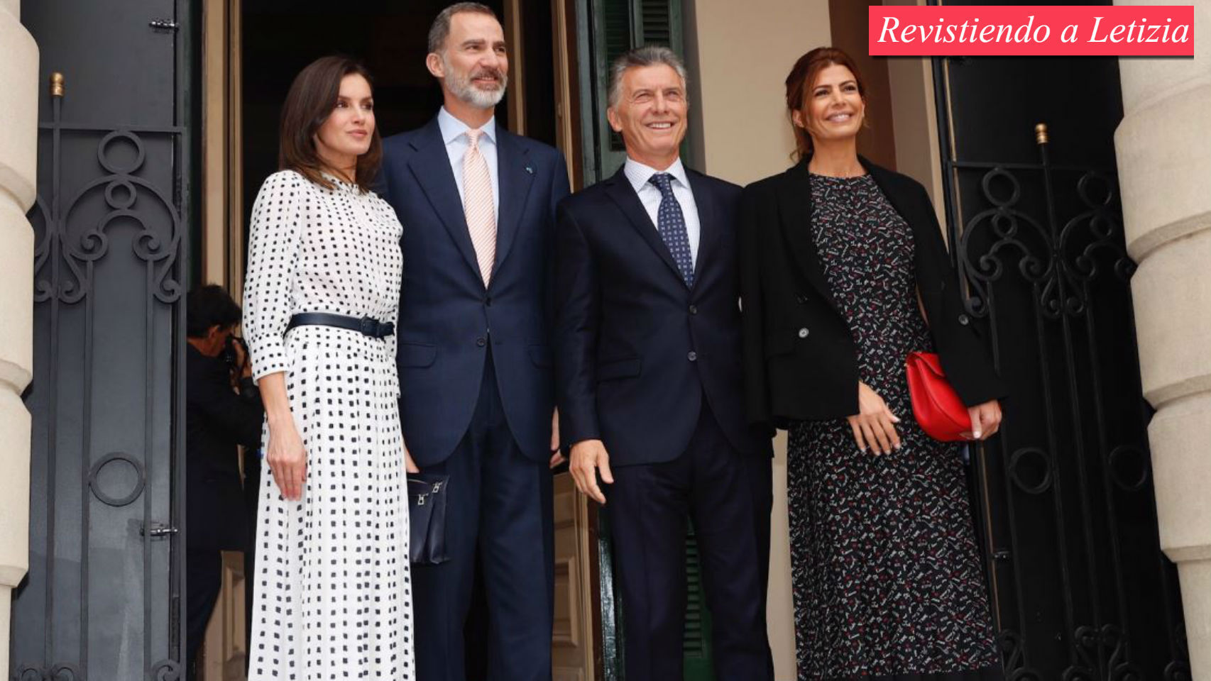La Reina, Felipe VI, Mauricio Macri y Juliana Awada en su último acto en Argentina.