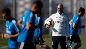 Zinedine Zidane, en un entrenamiento del Real Madrid