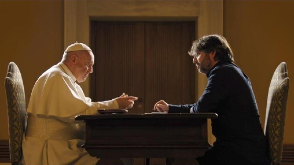 El papa Francisco durante la entrevista que le concedió a Jordi Évole en 2019.