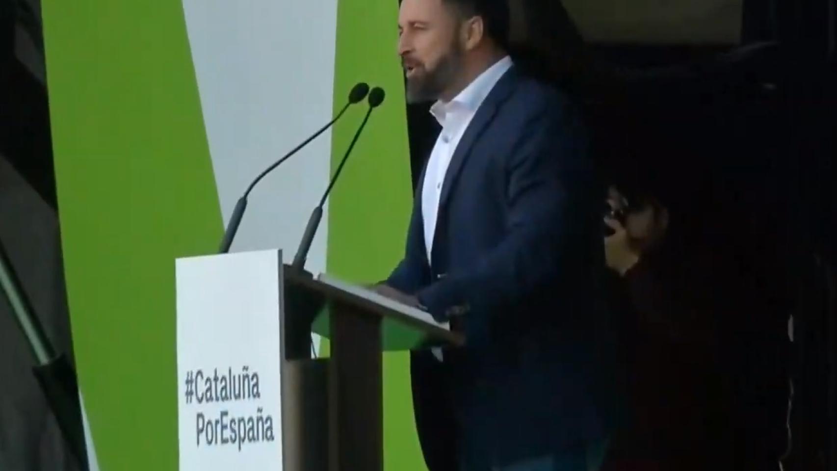 Santiago Abascal durante su mitin en Barcelona.