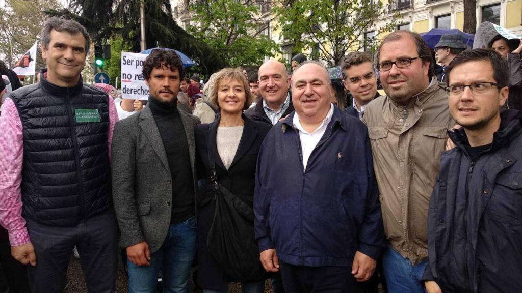 Antonio Román (alcalde de Guadalajara), Isabel García-Tejerina, Vicente Tirado y Miguel Abellán, representando al Partido Popular en la marcha de la España Vaciada.