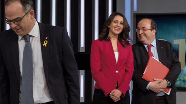 Inés Arrimadas y Miquel Iceta, durante un  debate en  TVE.