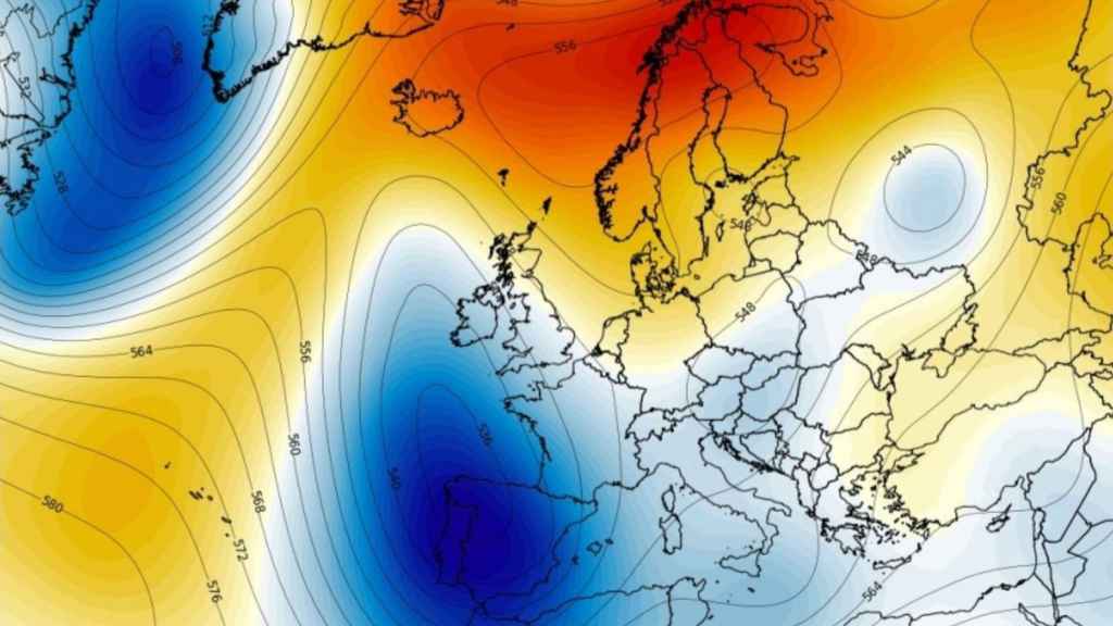 Proyección de bajas presiones sobre la Península Ibérica para el sábado 6. Severe-weather.eu.