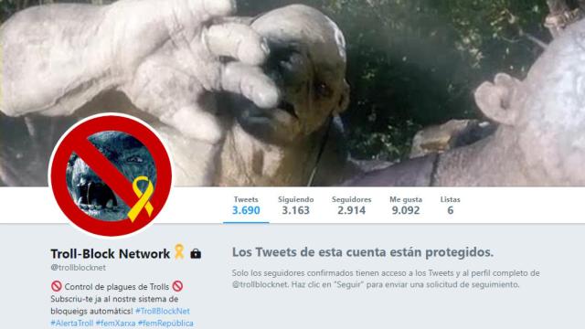 Portada del perfil separatista @trollblocknet para promocionar el boicot a los trolls unionistas.