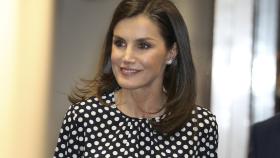 La reina Letizia este miércoles por la mañana en un acto institucional en la Agencia EFE.