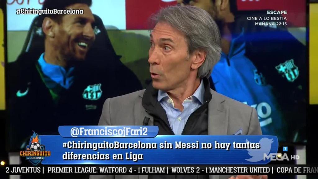 'Lobo' Carrasco en El Chiringuito. Foto: Twitter (@elchiringuitotv)