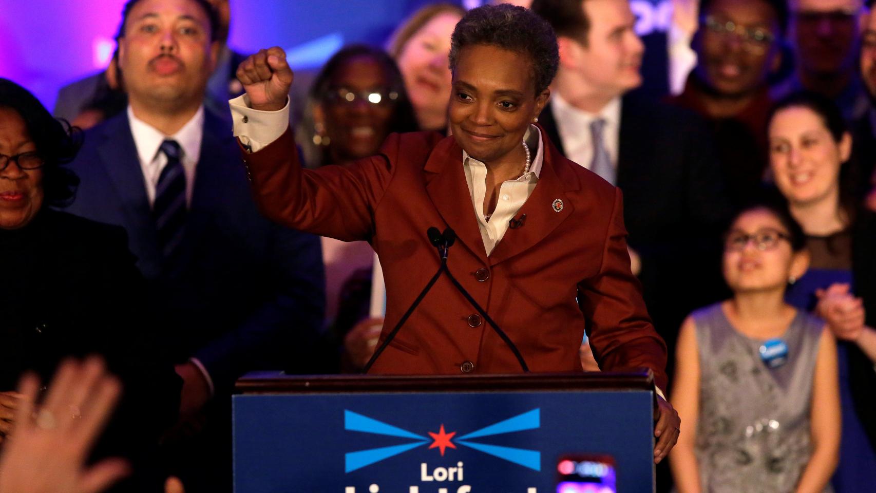 Lori Lightfoot este martes en un discurso.